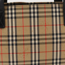BURBERRY Nova Check Hand Bag Canvas Beige Gold Auth ep12744-3