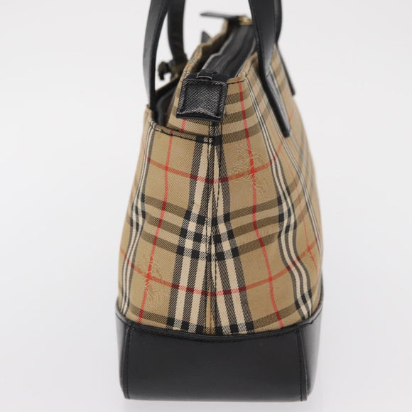 BURBERRY Nova Check Hand Bag Canvas Beige Gold Auth ep12744