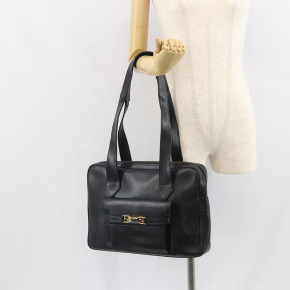 FENDI Tote Bag Leather Black Gold Auth ep12747