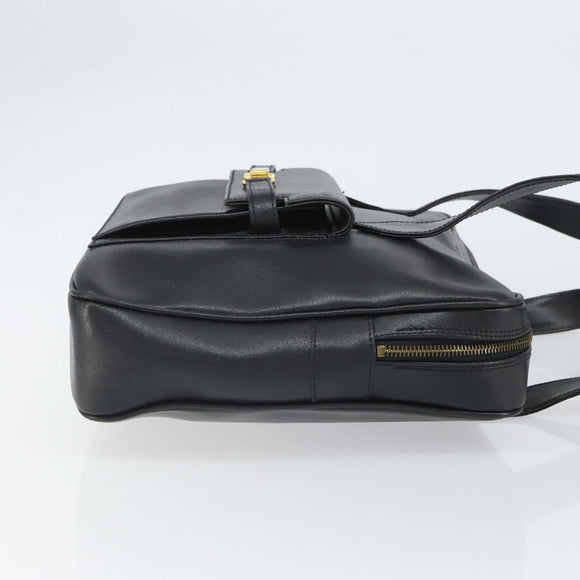 FENDI Tote Bag Leather Black Gold Auth ep12747