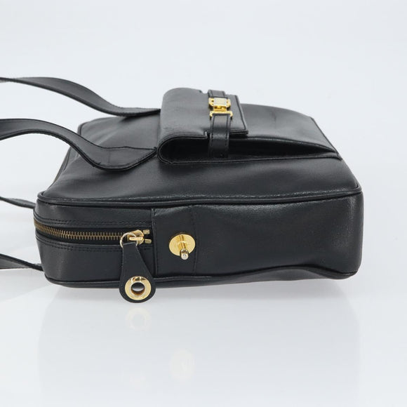 FENDI Tote Bag Leather Black Gold Auth ep12747