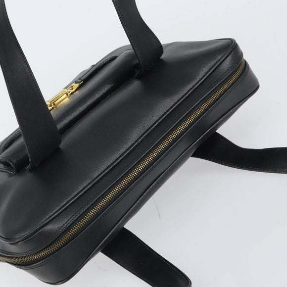 FENDI Tote Bag Leather Black Gold Auth ep12747
