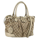 GUCCI GG Canvas Hand Bag 2way Beige Gold 247902 Auth ep12749-1