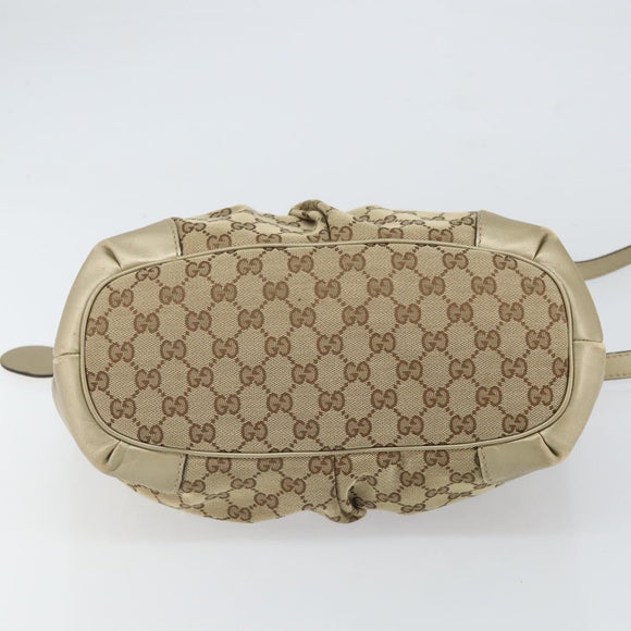 GUCCI GG Canvas Hand Bag 2way Beige Gold 247902 Auth ep12749