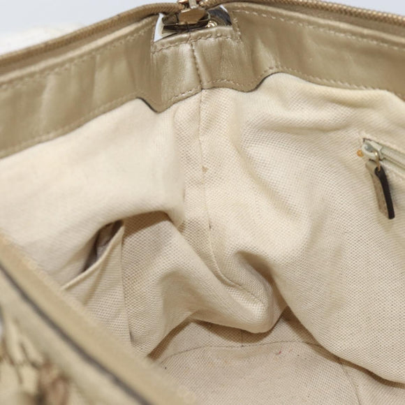 GUCCI GG Canvas Hand Bag 2way Beige Gold 247902 Auth ep12749