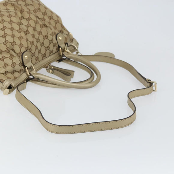 GUCCI GG Canvas Hand Bag 2way Beige Gold 247902 Auth ep12749