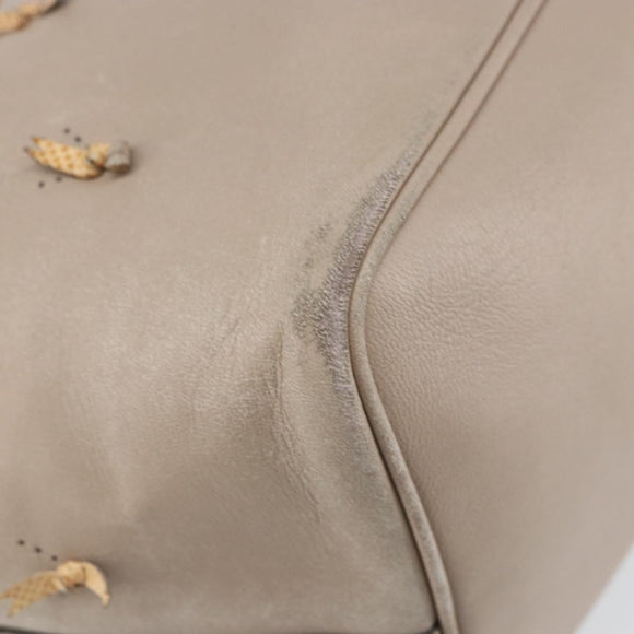 LOEWE Tote Bag Leather Gray Gold Auth ep12755