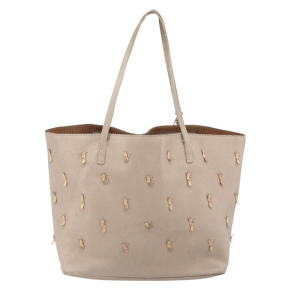 LOEWE Tote Bag Leather Gray Gold Auth ep12755