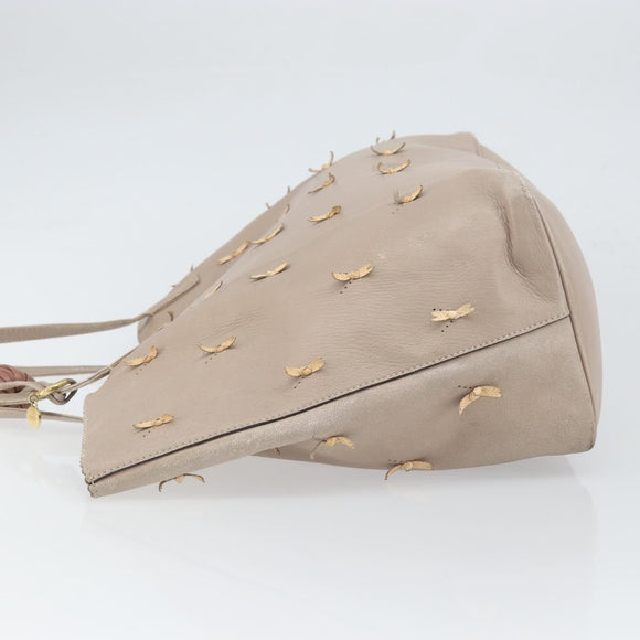 LOEWE Tote Bag Leather Gray Gold Auth ep12755