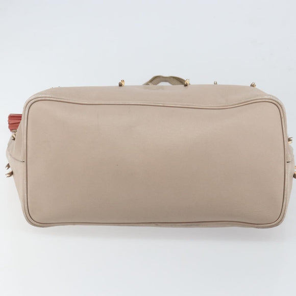 LOEWE Tote Bag Leather Gray Gold Auth ep12755