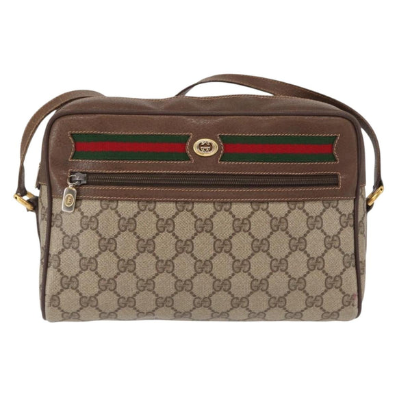 GUCCI GG Supreme Web Sherry Line Bag PVC Beige Gold 56 02 088 Auth ep12756