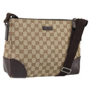 GUCCI GG Canvas Shoulder Bag Beige Silver 114273 Auth ep12760-1