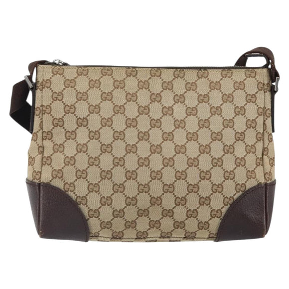 GUCCI GG Canvas Shoulder Bag Beige Silver 114273 Auth ep12760