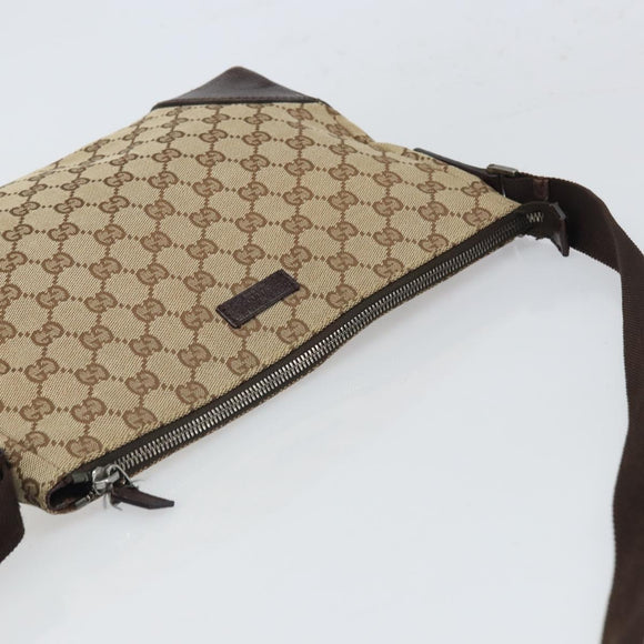 GUCCI GG Canvas Shoulder Bag Beige Silver 114273 Auth ep12760