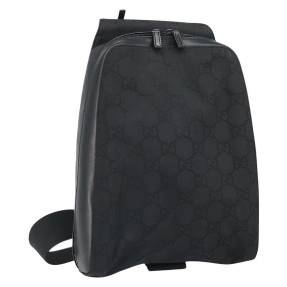 GUCCI GG Canvas Body Bag Nylon Black Silver 003 0232 1705 Auth ep12762