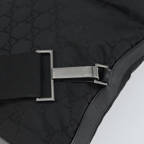 GUCCI GG Canvas Body Bag Nylon Black Silver 003 0232 1705 Auth ep12762