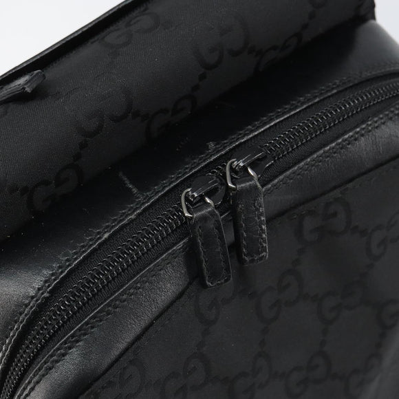 GUCCI GG Canvas Body Bag Nylon Black Silver 003 0232 1705 Auth ep12762