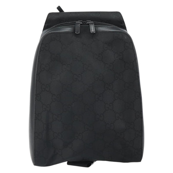 GUCCI GG Canvas Body Bag Nylon Black Silver 003 0232 1705 Auth ep12762