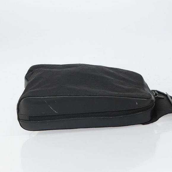 GUCCI GG Canvas Body Bag Nylon Black Silver 003 0232 1705 Auth ep12762