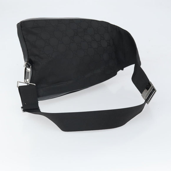 GUCCI GG Canvas Body Bag Nylon Black Silver 003 0232 1705 Auth ep12762