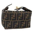 FENDI Zucca Canvas Hand Bag Black Brown Auth ep12764-1
