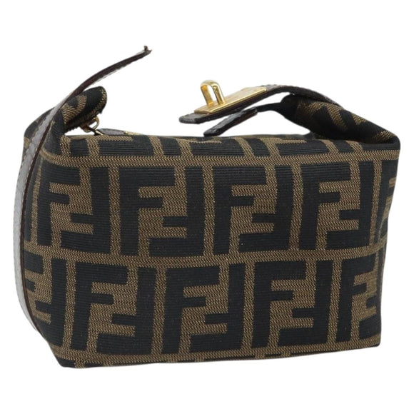 FENDI Zucca Canvas Hand Bag Black Brown Auth ep12764