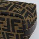 FENDI Zucca Canvas Hand Bag Black Brown Auth ep12764-13