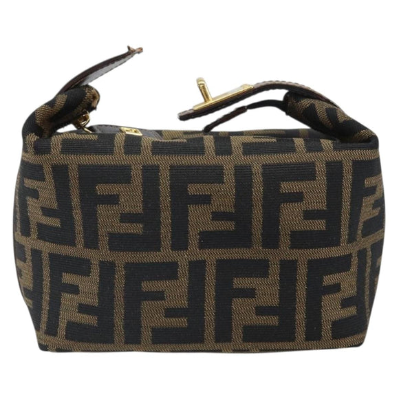 FENDI Zucca Canvas Hand Bag Black Brown Auth ep12764