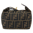 FENDI Zucca Canvas Hand Bag Black Brown Auth ep12764-3