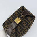 FENDI Zucca Canvas Hand Bag Black Brown Auth ep12764-7