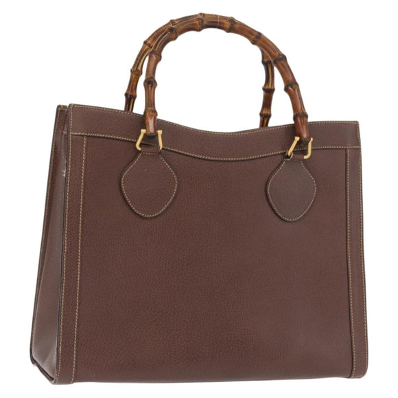 GUCCI Bamboo Hand Bag Leather Brown Gold 002 1186 0260 Auth ep12766