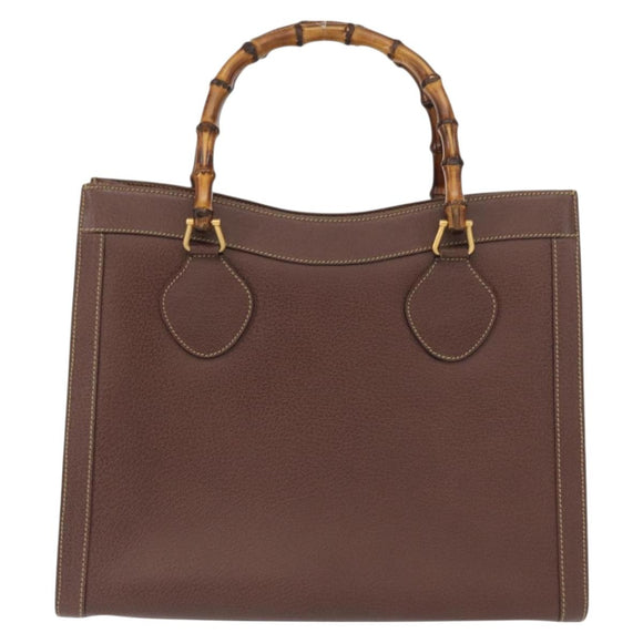 GUCCI Bamboo Hand Bag Leather Brown Gold 002 1186 0260 Auth ep12766