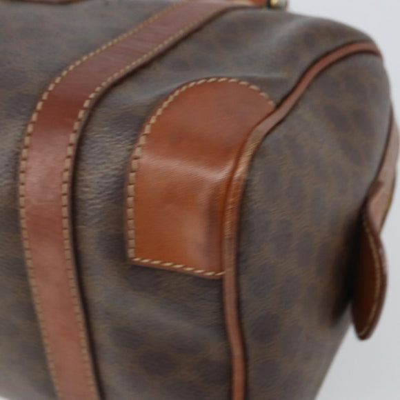 CELINE Macadam Canvas Hand Bag PVC Leather Brown Gold Auth ep12767
