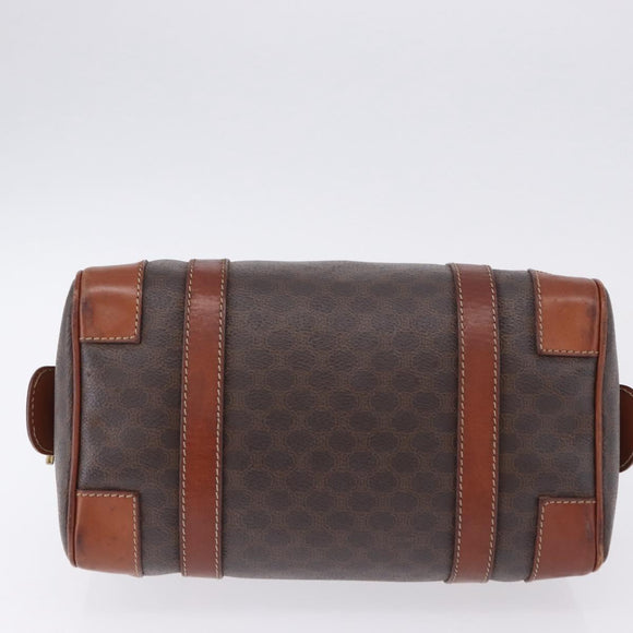 CELINE Macadam Canvas Handtasche PVC Leder Braun Gold Auth ep12767