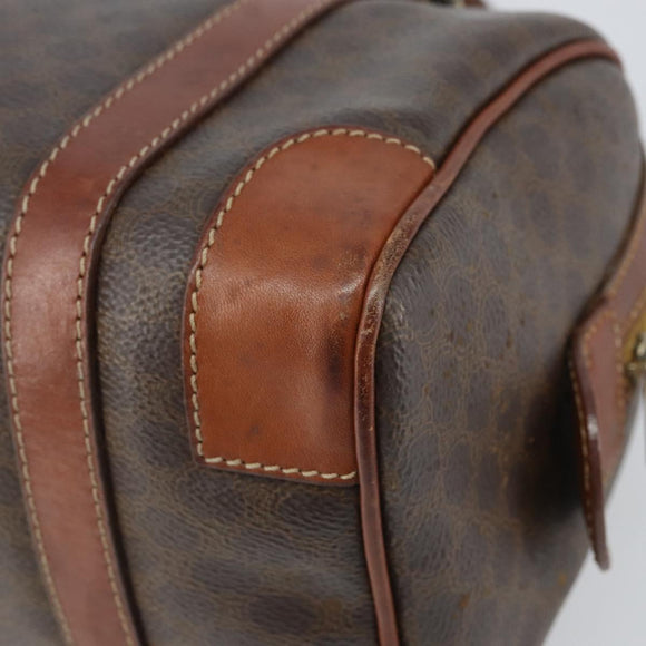 CELINE Macadam Canvas Hand Bag PVC Leather Brown Gold Auth ep12767