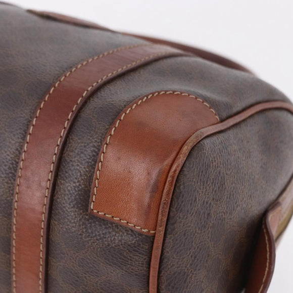 CELINE Macadam Canvas Handtasche PVC Leder Braun Gold Auth ep12767