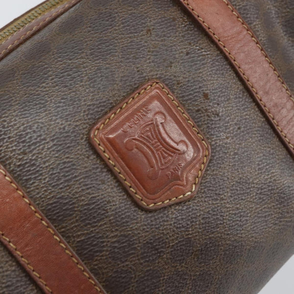 CELINE Macadam Canvas Hand Bag PVC Leather Brown Gold Auth ep12767