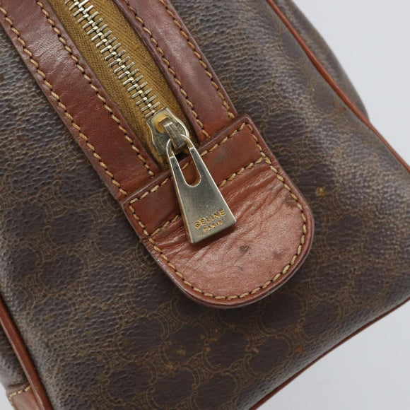 CELINE Macadam Canvas Hand Bag PVC Leather Brown Gold Auth ep12767