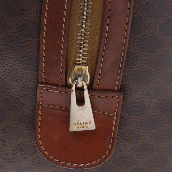 CELINE Macadam Canvas Handtasche PVC Leder Braun Gold Auth ep12767