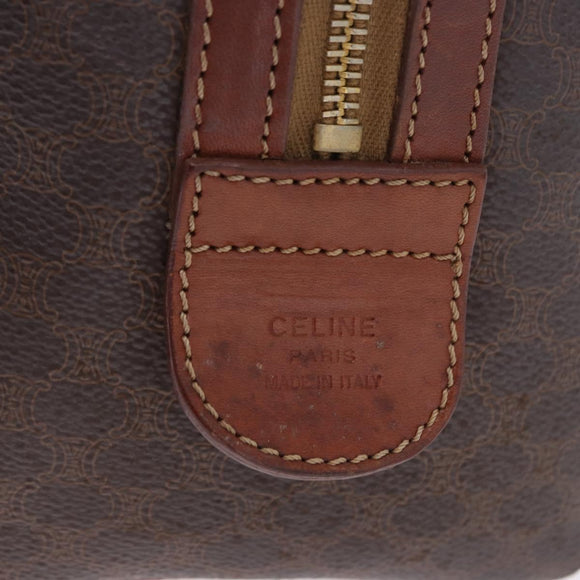 CELINE Macadam Canvas Handtasche PVC Leder Braun Gold Auth ep12767