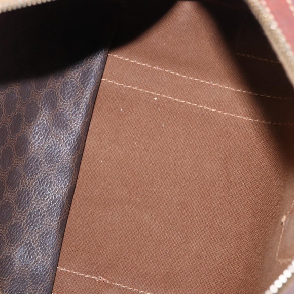 CELINE Macadam Canvas Handtasche PVC Leder Braun Gold Auth ep12767