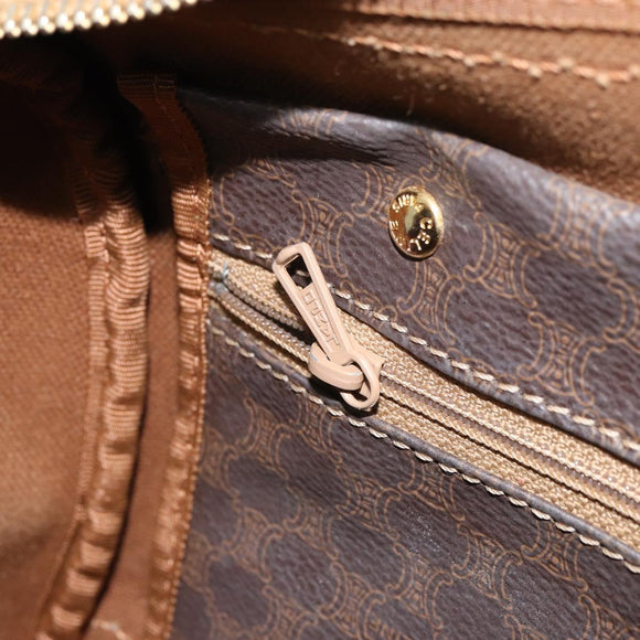 CELINE Macadam Canvas Hand Bag PVC Leather Brown Gold Auth ep12767