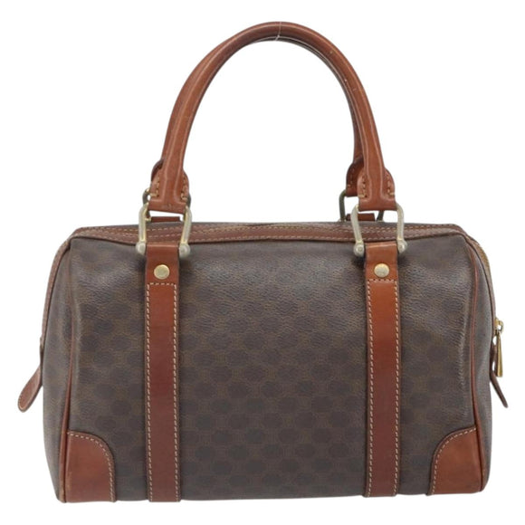 CELINE Macadam Canvas Hand Bag PVC Leather Brown Gold Auth ep12767