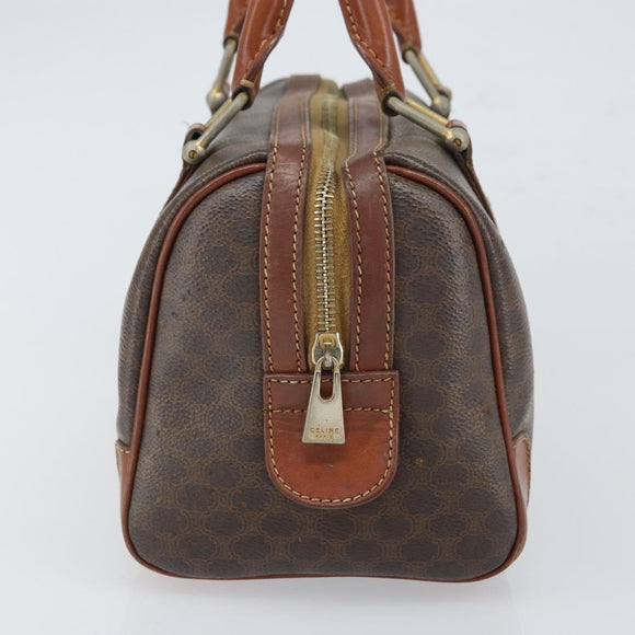 CELINE Macadam Canvas Hand Bag PVC Leather Brown Gold Auth ep12767