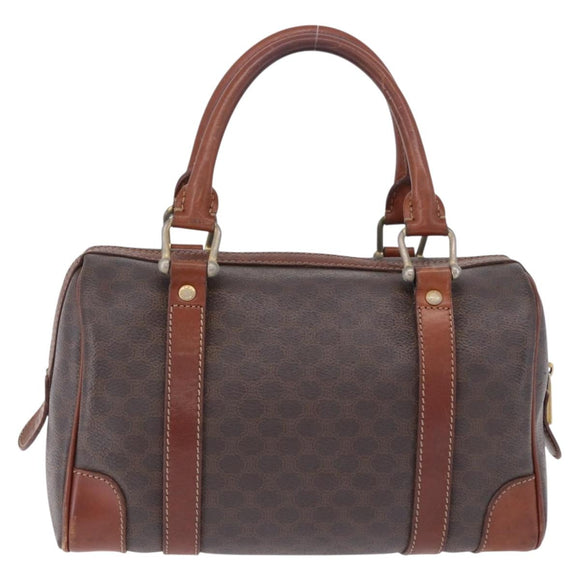 CELINE Macadam Canvas Handtasche PVC Leder Braun Gold Auth ep12767