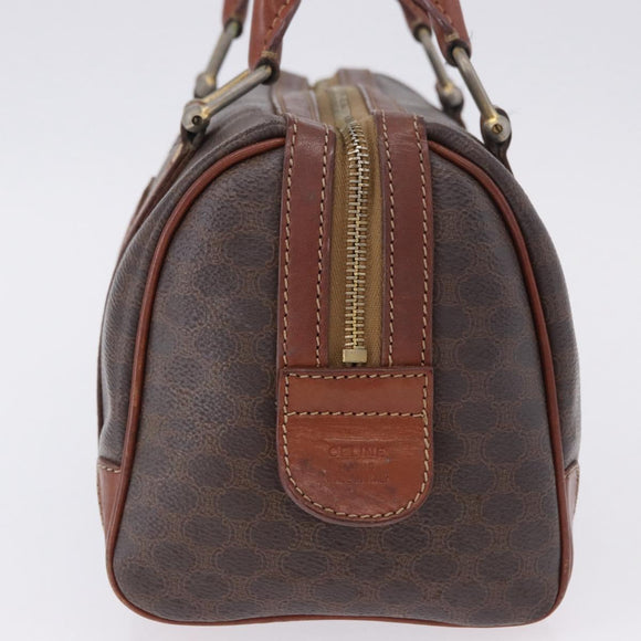 CELINE Macadam Canvas Handtasche PVC Leder Braun Gold Auth ep12767