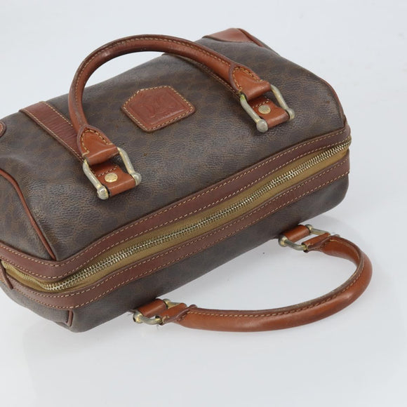 CELINE Macadam Canvas Hand Bag PVC Leather Brown Gold Auth ep12767