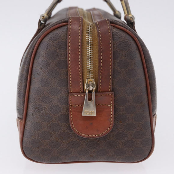 CELINE Macadam Canvas Handtasche PVC Leder Braun Gold Auth ep12767