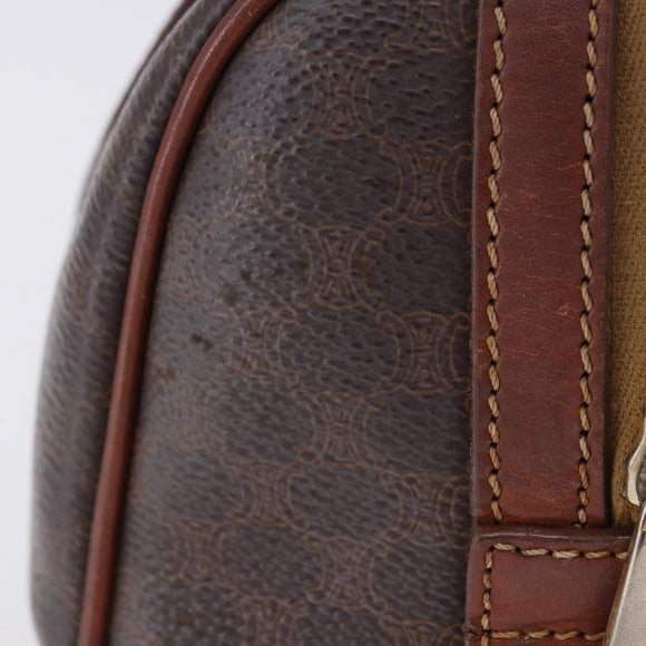 CELINE Macadam Canvas Handtasche PVC Leder Braun Gold Auth ep12767