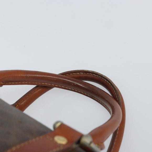 CELINE Macadam Canvas Hand Bag PVC Leather Brown Gold Auth ep12767